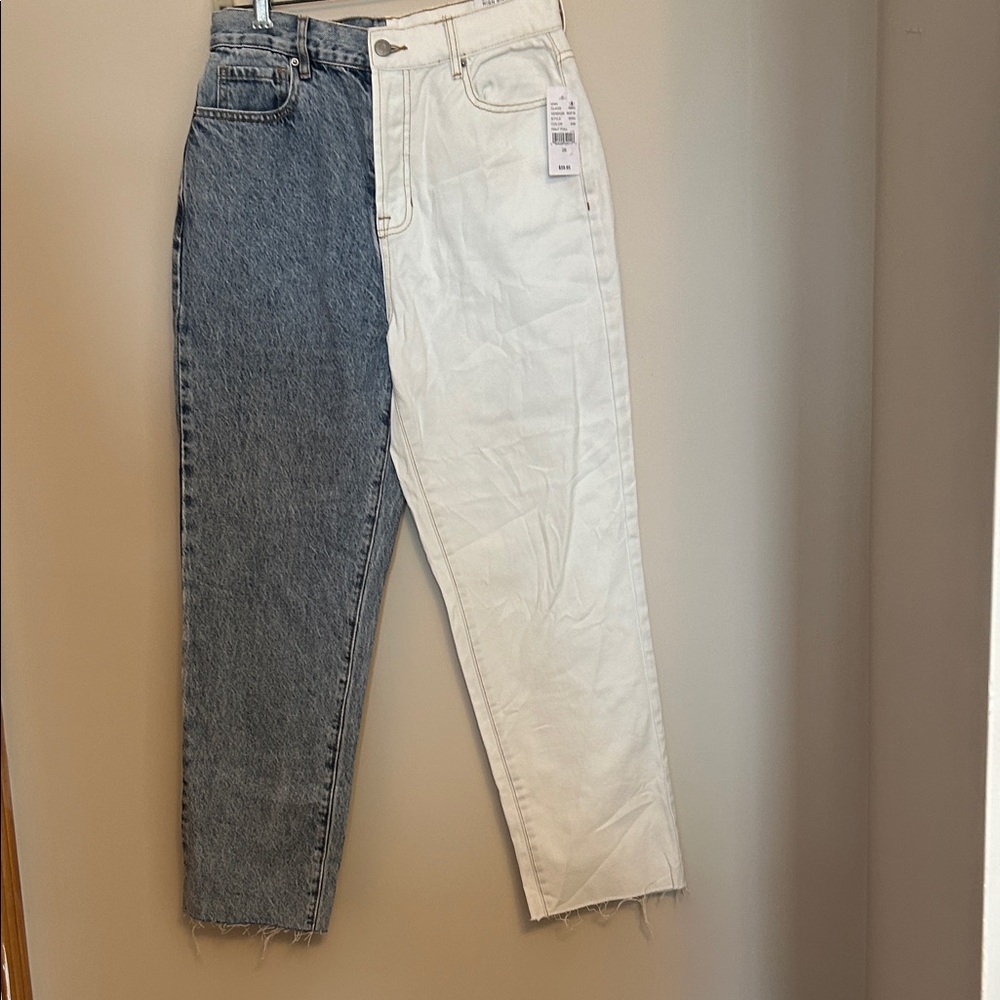 PacsunTwo-Tone Denim Jeans high rise straight leg button front size 28 new/tag
